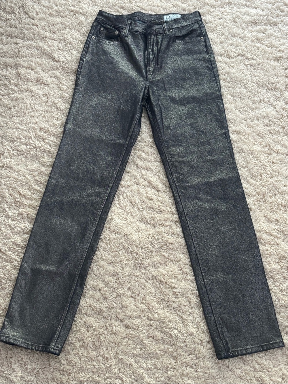 GAP Women’s Metallic Silver/Black Jeans Size 10 Tall